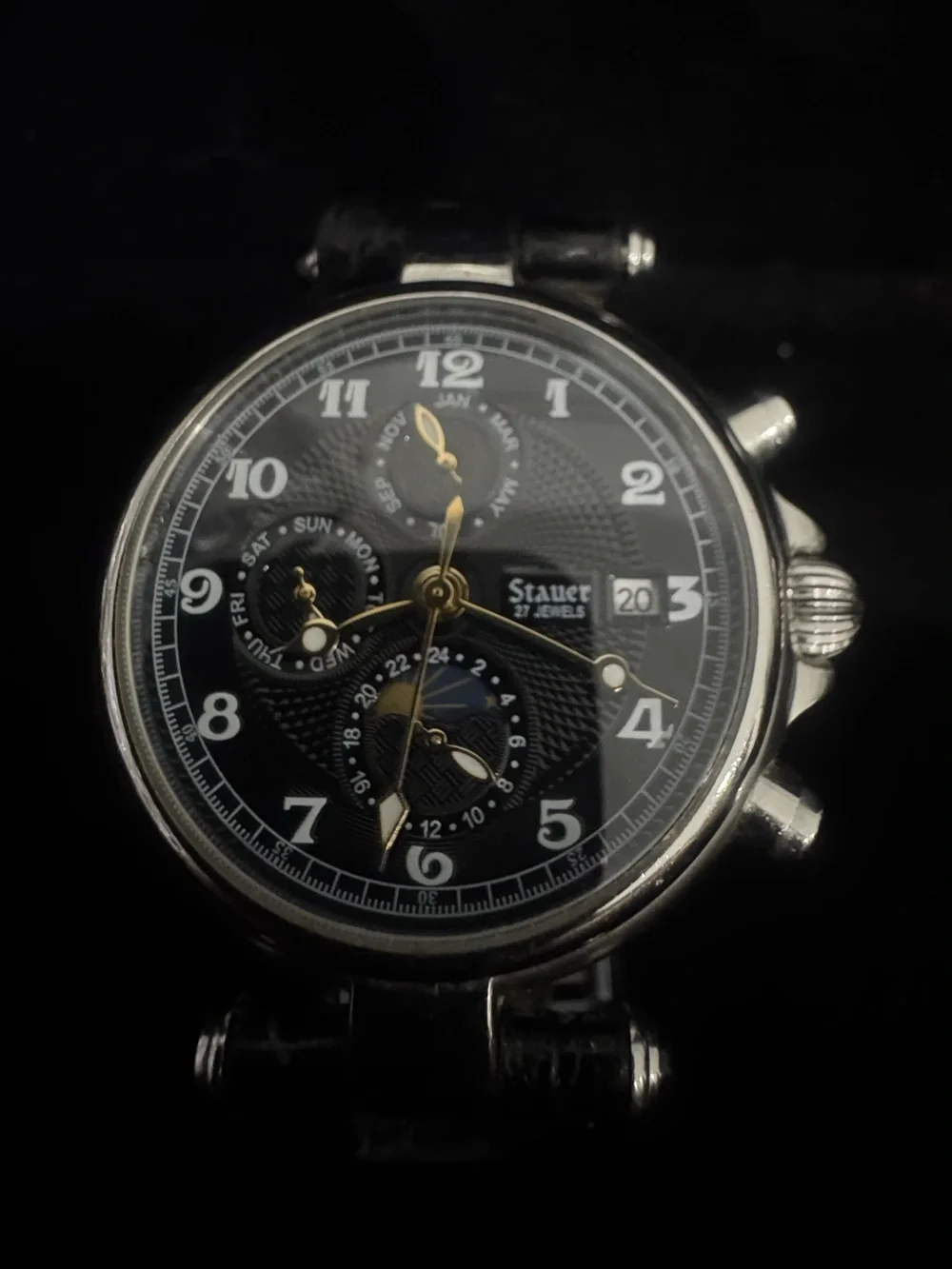 Stauer automatic Men's Black Dial Multifunction Watch